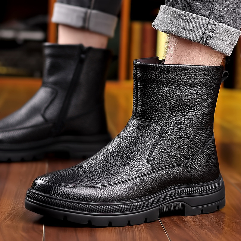 Snow Boot Fur Lined - Botas de Neve Masculinas de Couro
