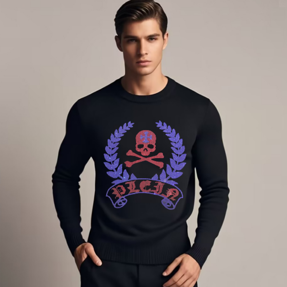 Winter Clothing English - Suéter masculino com cabeça de caveira,