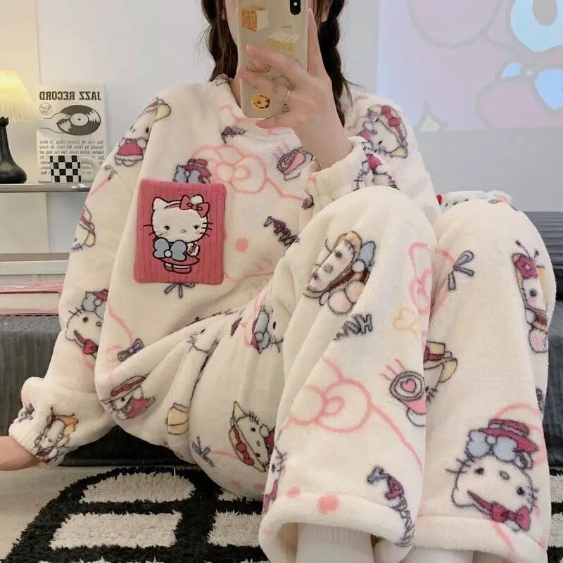 Winter Clothes - Pijamas Femininos Hello Kitty Outono Inverno