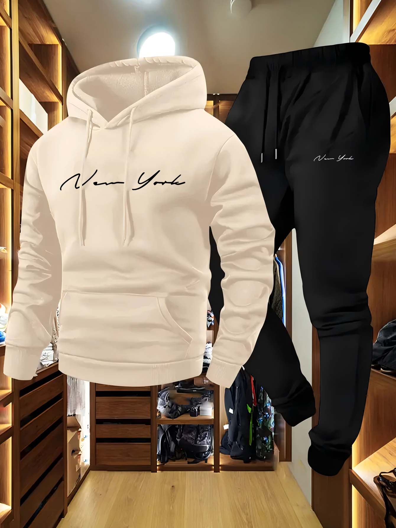 Winter Clothes - Conjunto de Moletom Masculino com Capuz