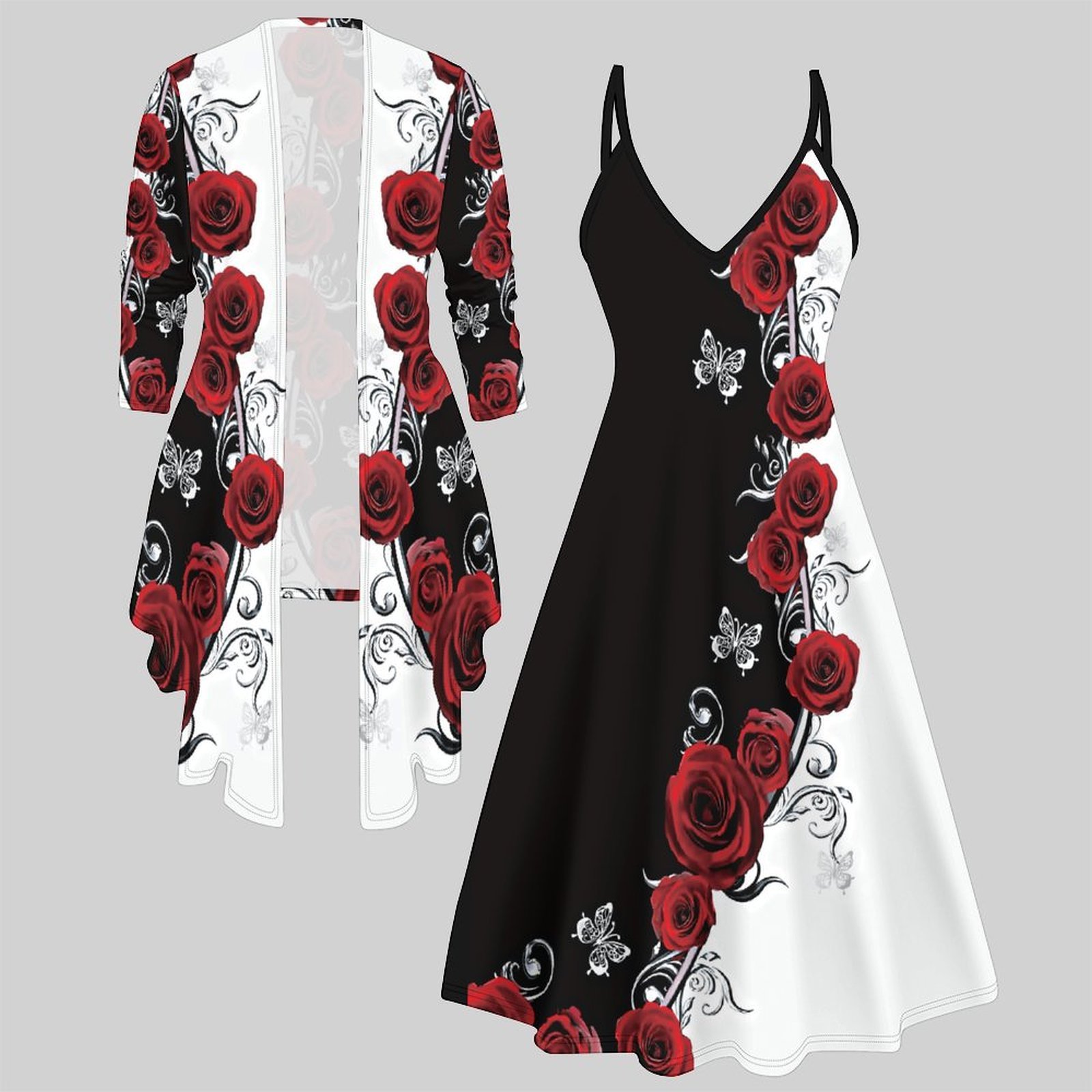 Winter Clothing Design - Conjunto de Duas Peças Feminino: Vestido