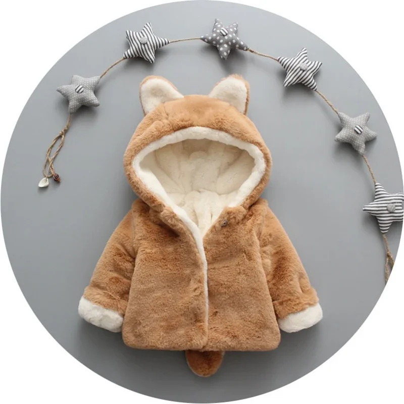 Cute Cat Ears Plush Baby Jacke - Winter Clothing For Toddlers avaliação e preço