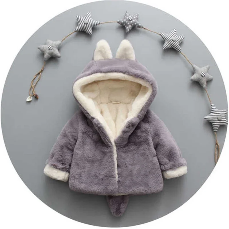 Cute Cat Ears Plush Baby Jacke - Winter Clothing For Toddlers avaliação e preço
