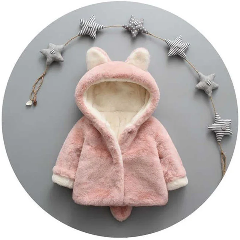 Cute Cat Ears Plush Baby Jacke - Winter Clothing For Toddlers avaliação e preço